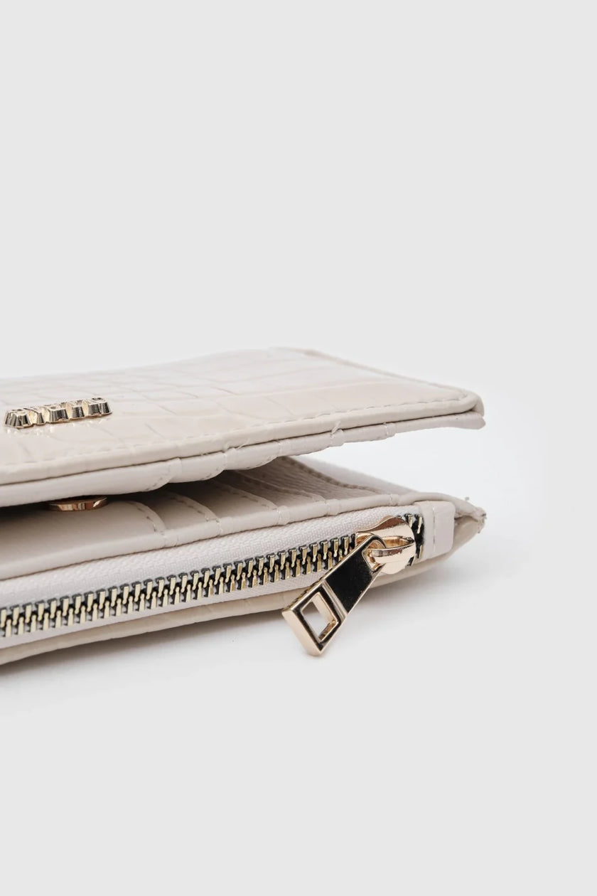 Ellora Kroko Desen Cüzdan Krem