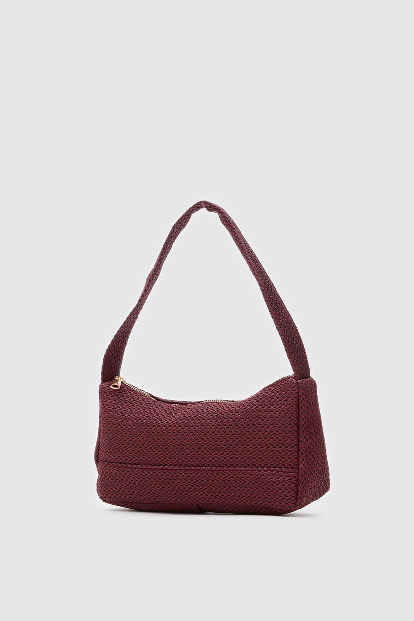 Linea Hasır Görünümlü Baget Çanta Bordo
