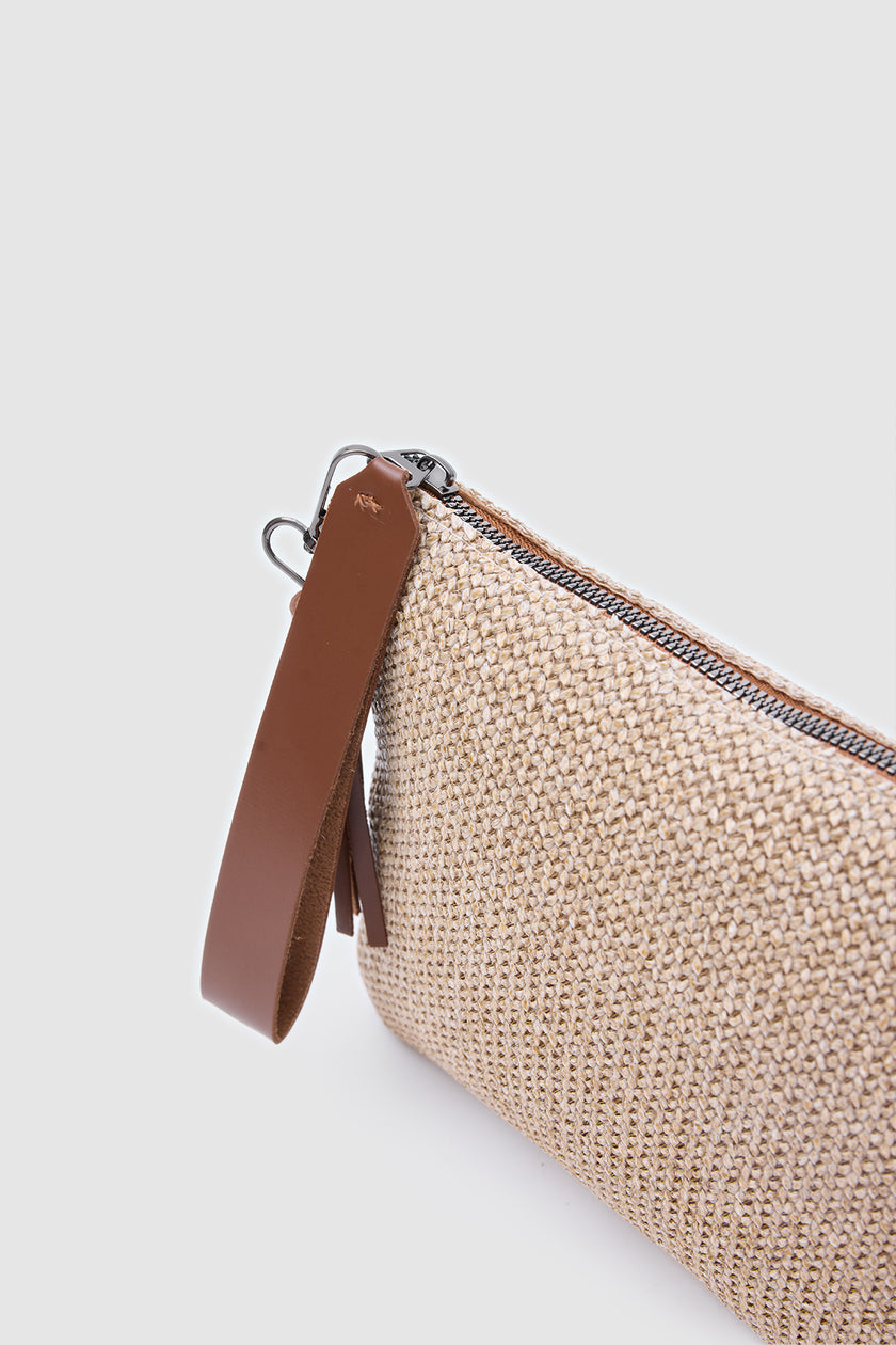 Coconut Hasır Clutch El Çantası - Taba