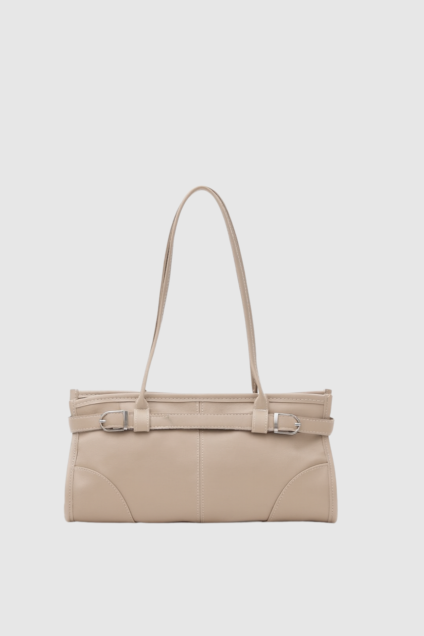 Renna Suni Deri Baget Çanta Bej