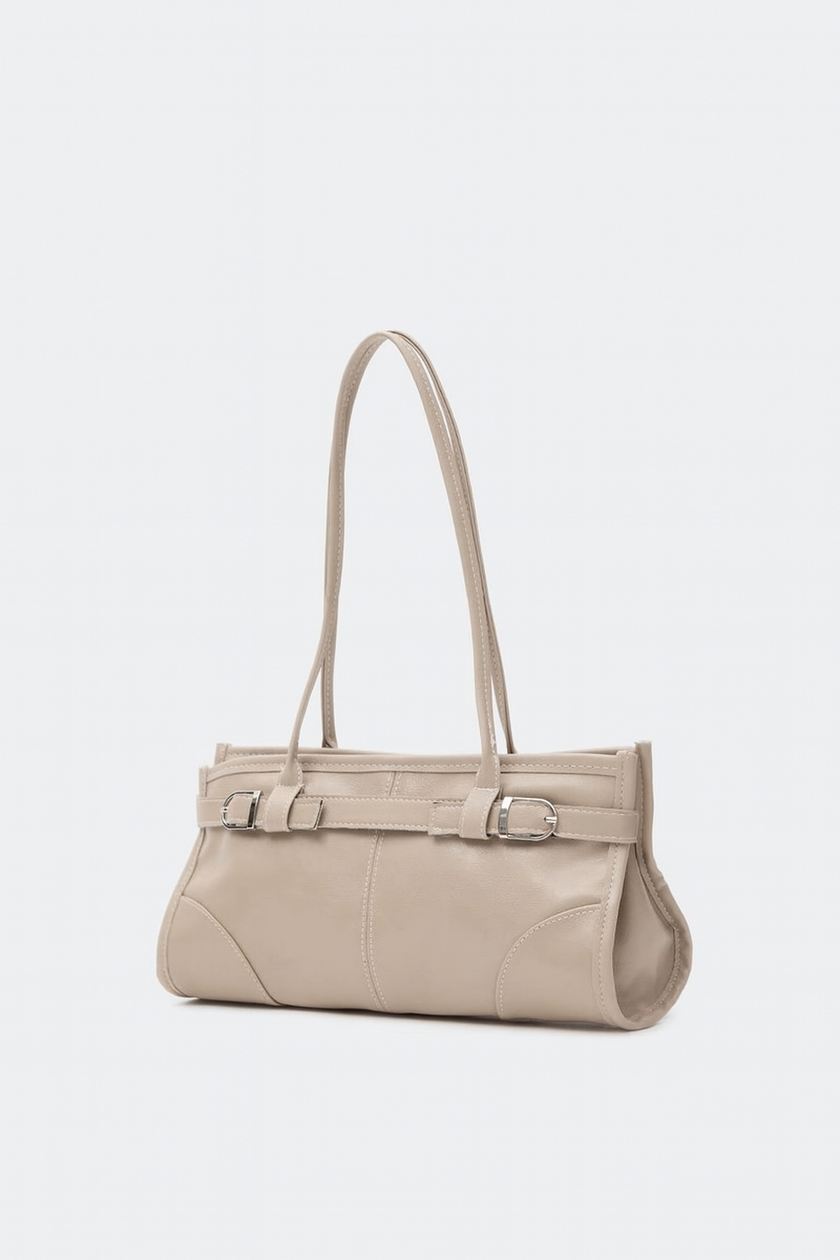 Renna Suni Deri Baget Çanta Bej