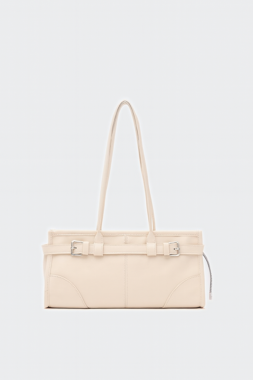 Renna Suni Deri Baget Çanta Krem