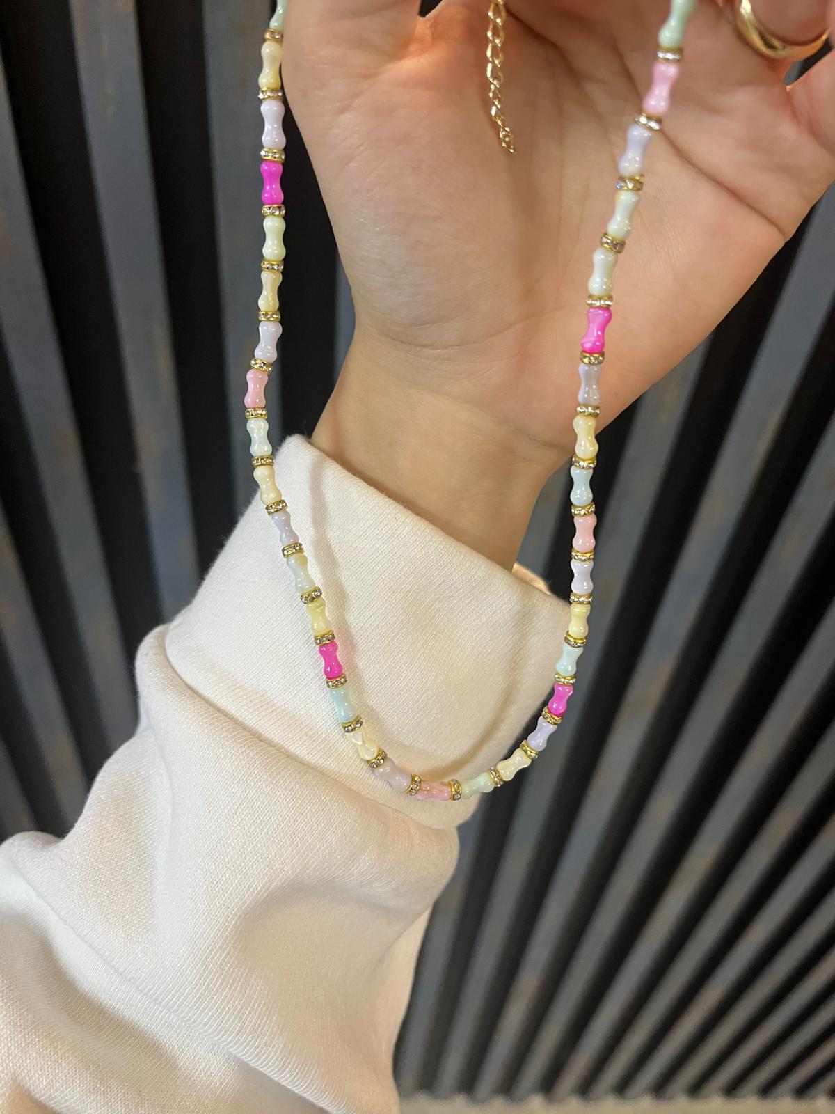 Vip Taşlı Sedef Kemik Bohem Kolye