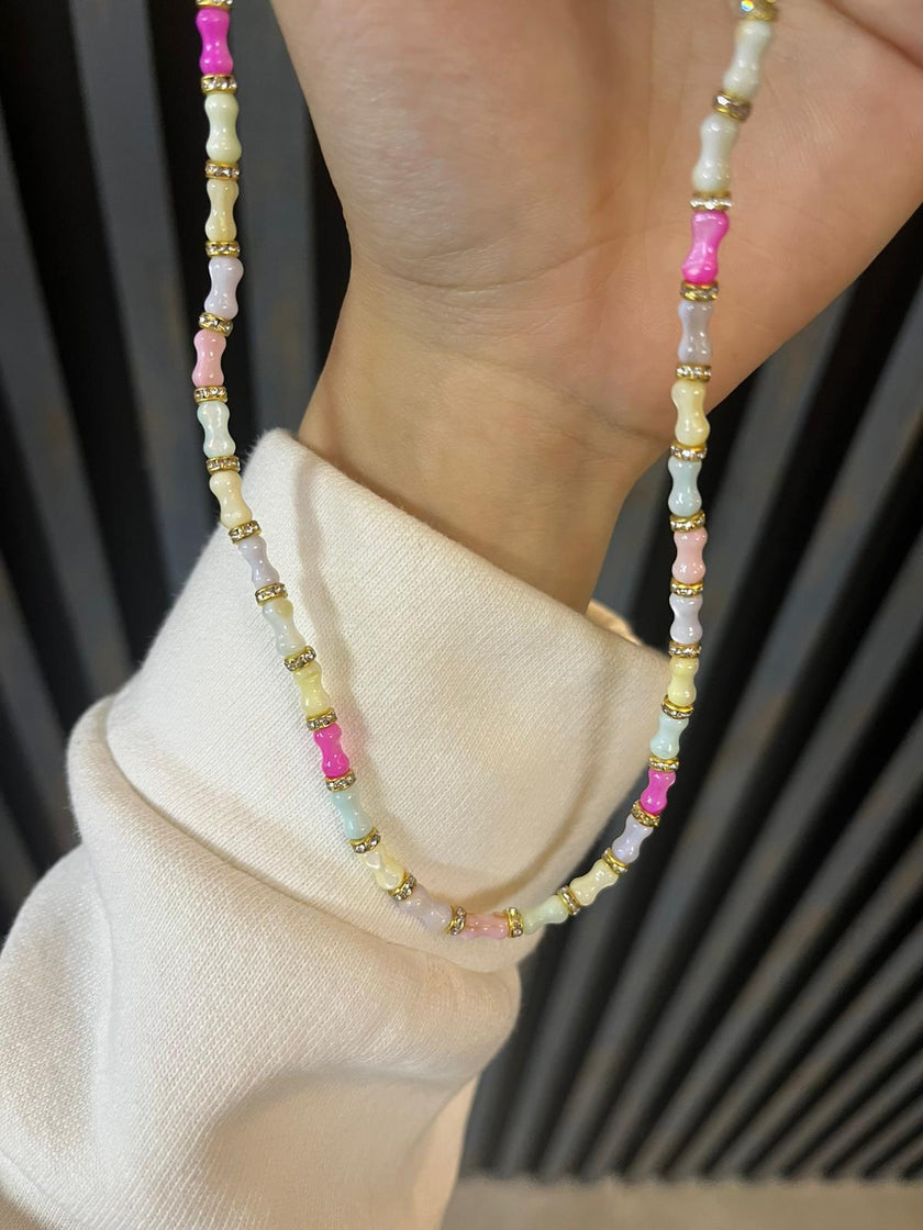 Vip Taşlı Sedef Kemik Bohem Kolye