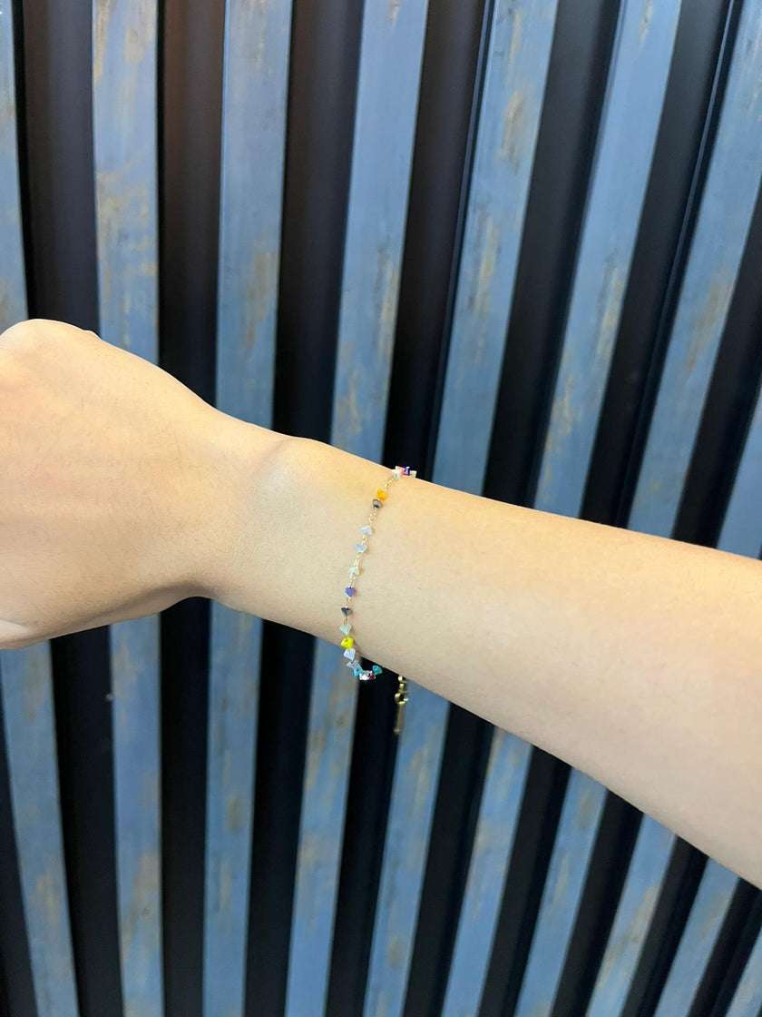 Çelik Renkli Kristal Bileklik