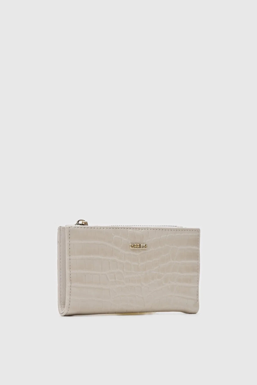 Ellora Kroko Desen Cüzdan Krem