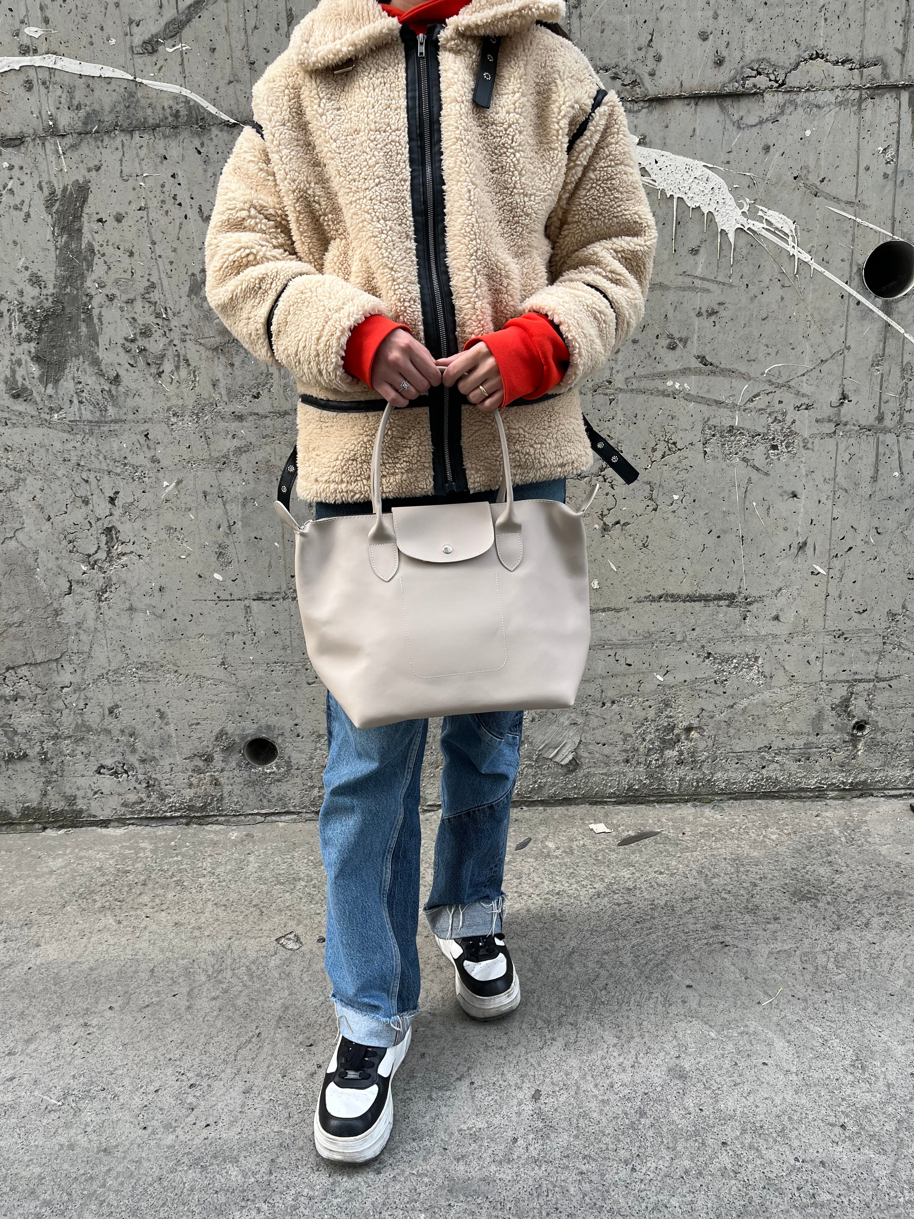 Frenk El ve Omuz Çantası - Krem