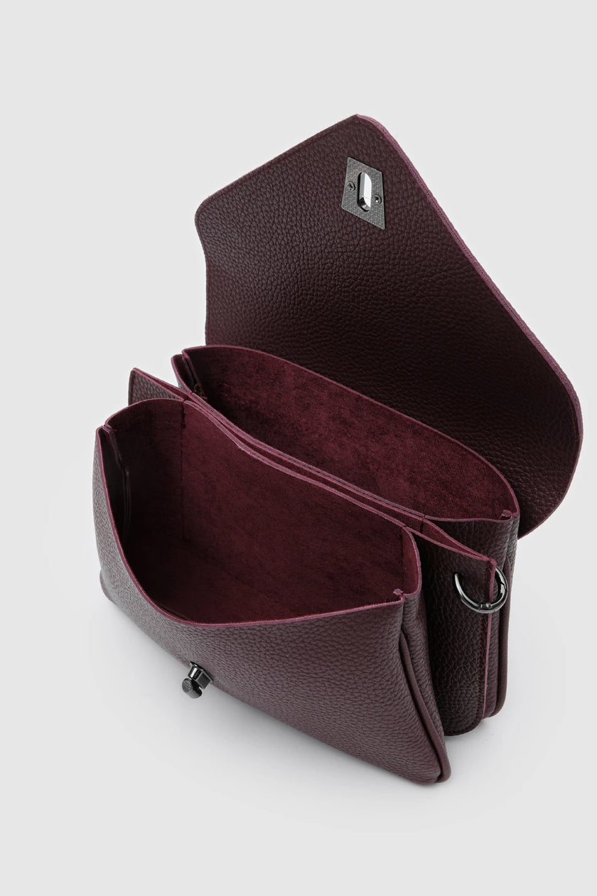 Lana Deri El ve Omuz Çantası Bordo