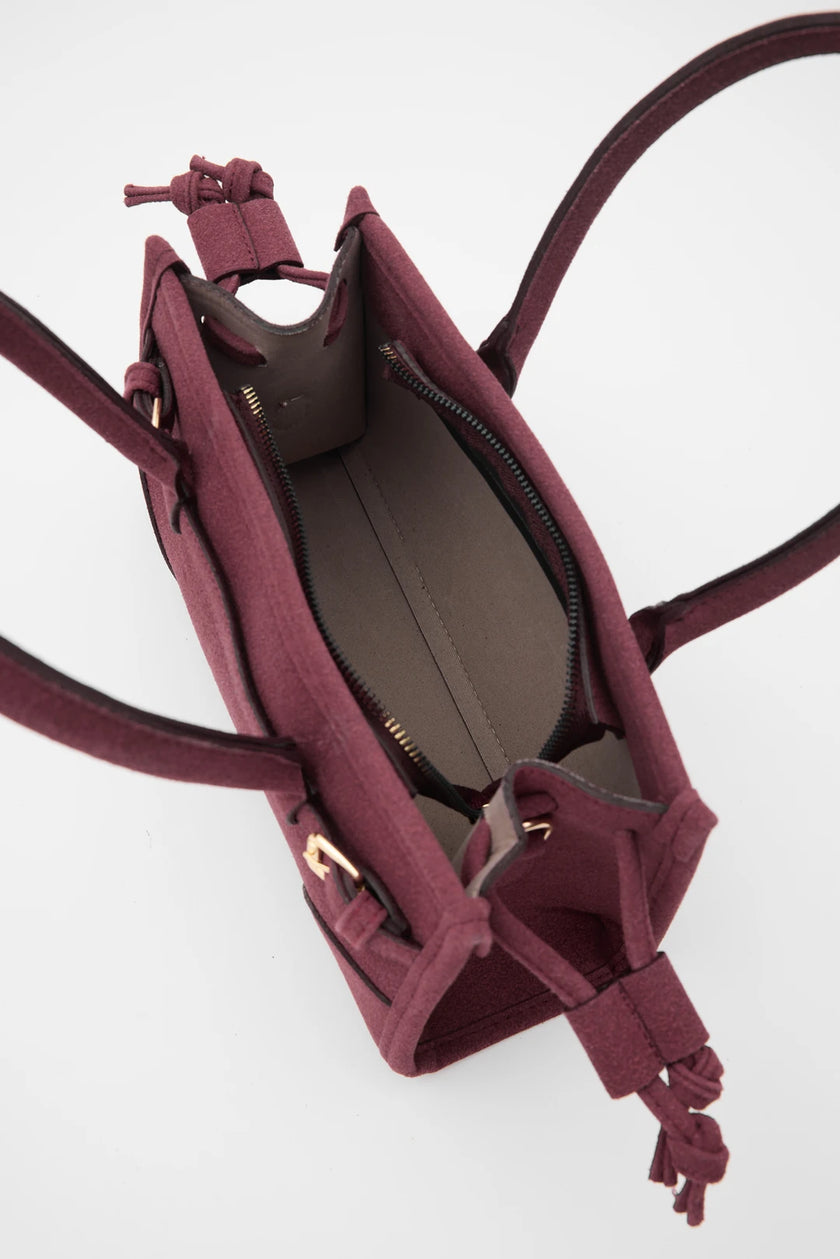 Amelia Süet Baget Çanta Bordo