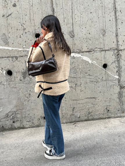 Hola Halka Detaylı El ve Omuz Çantası - Kahverengi