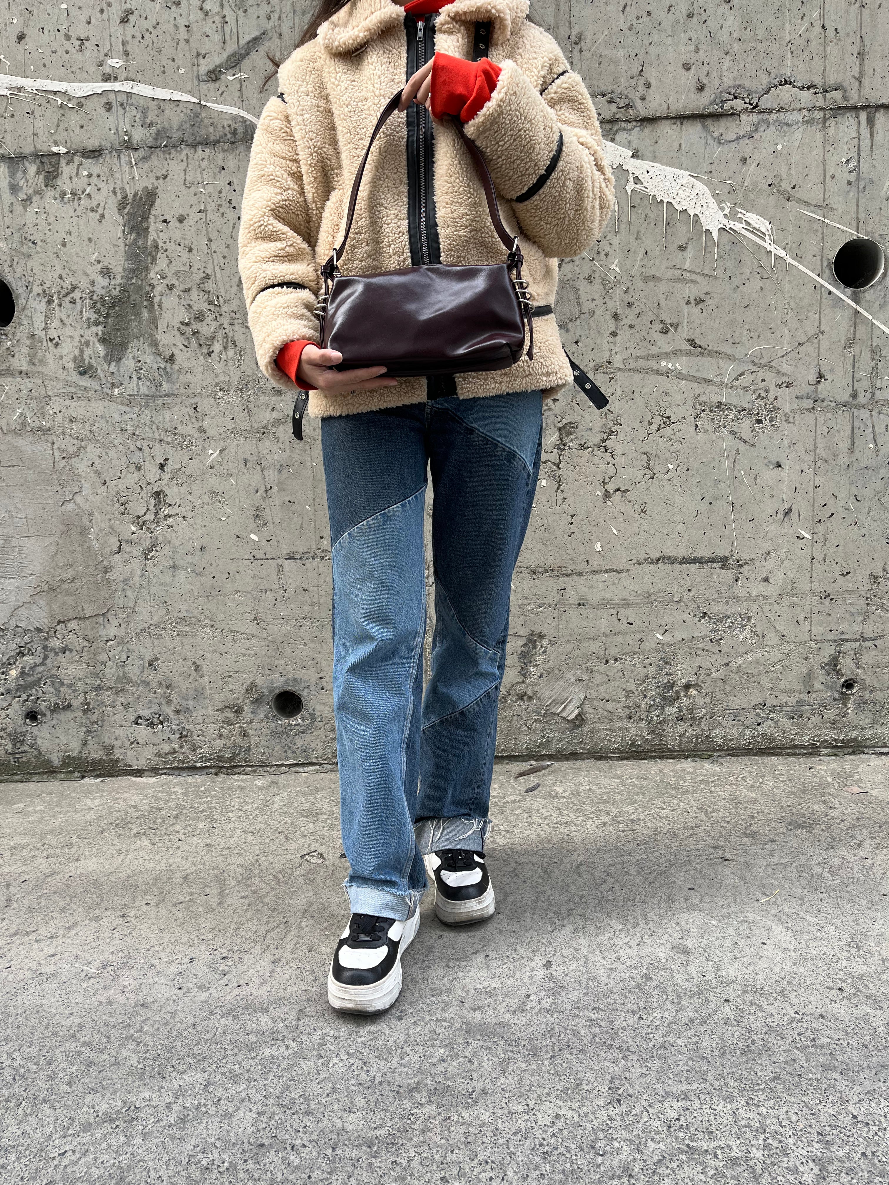 Hola Halka Detaylı El ve Omuz Çantası - Mürdüm