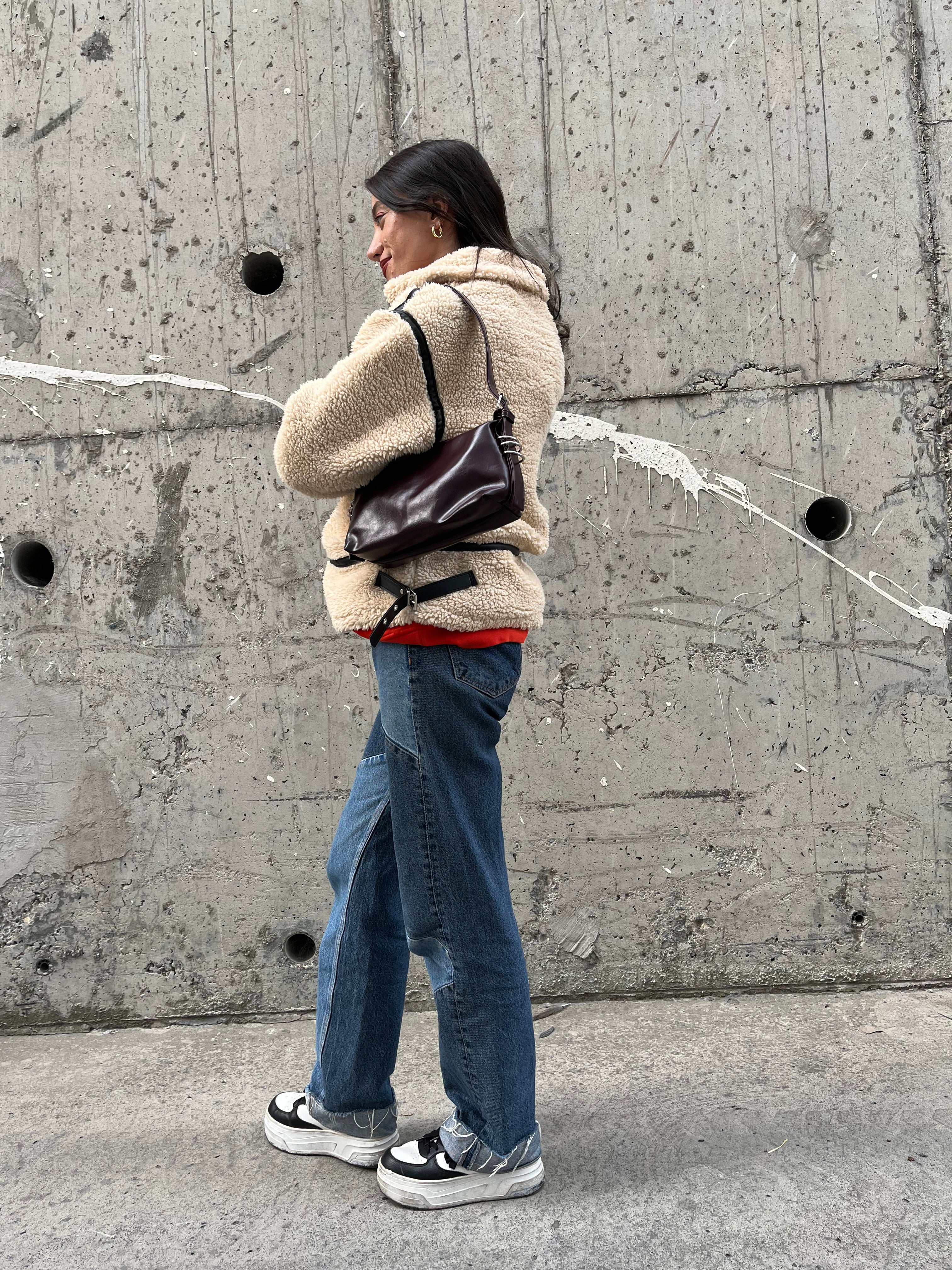 Hola Halka Detaylı El ve Omuz Çantası - Mürdüm