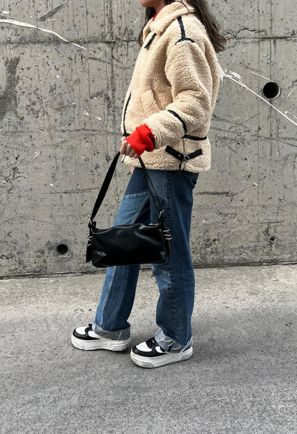 Hola Halka Detaylı El ve Omuz Çantası - Siyah