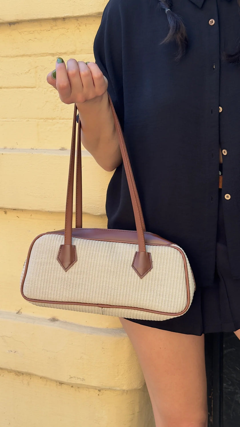 Sunny Hasır Baget Çanta - Taba