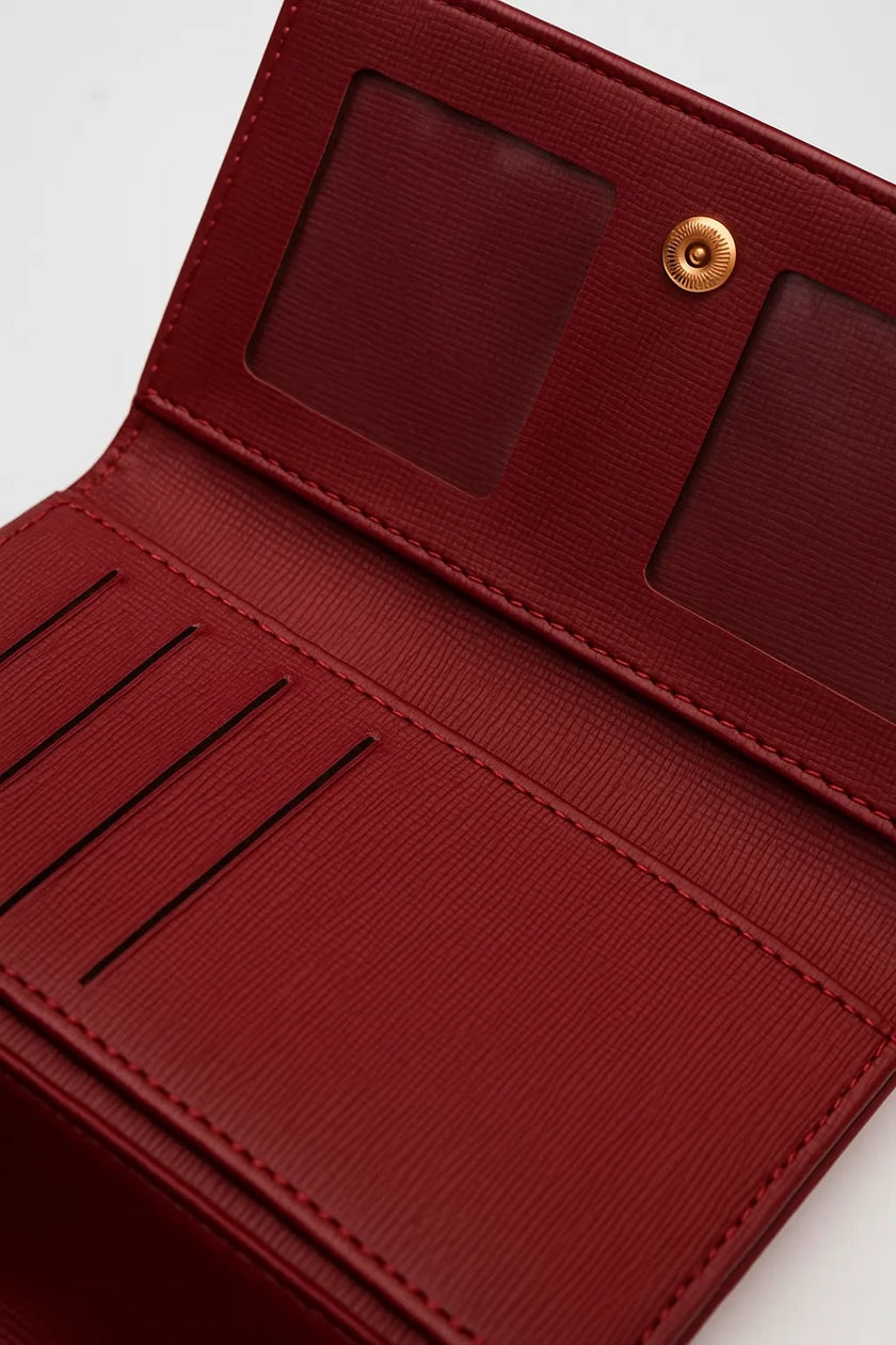 Lotus Ponpon Detaylı Yumuşak Cüzdan Bordo