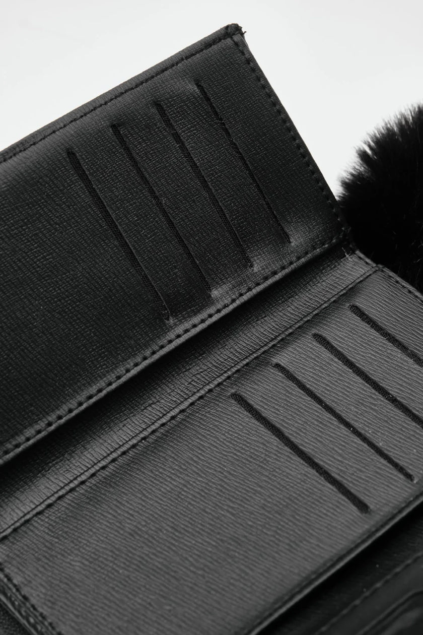 Lotus Ponpon Detaylı Yumuşak Cüzdan Siyah