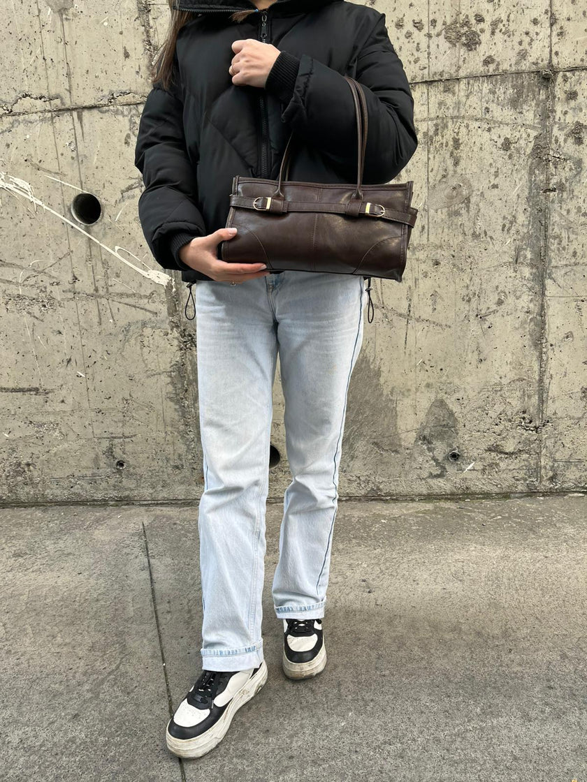 Renna Suni Deri Baget Çanta - Kahverengi