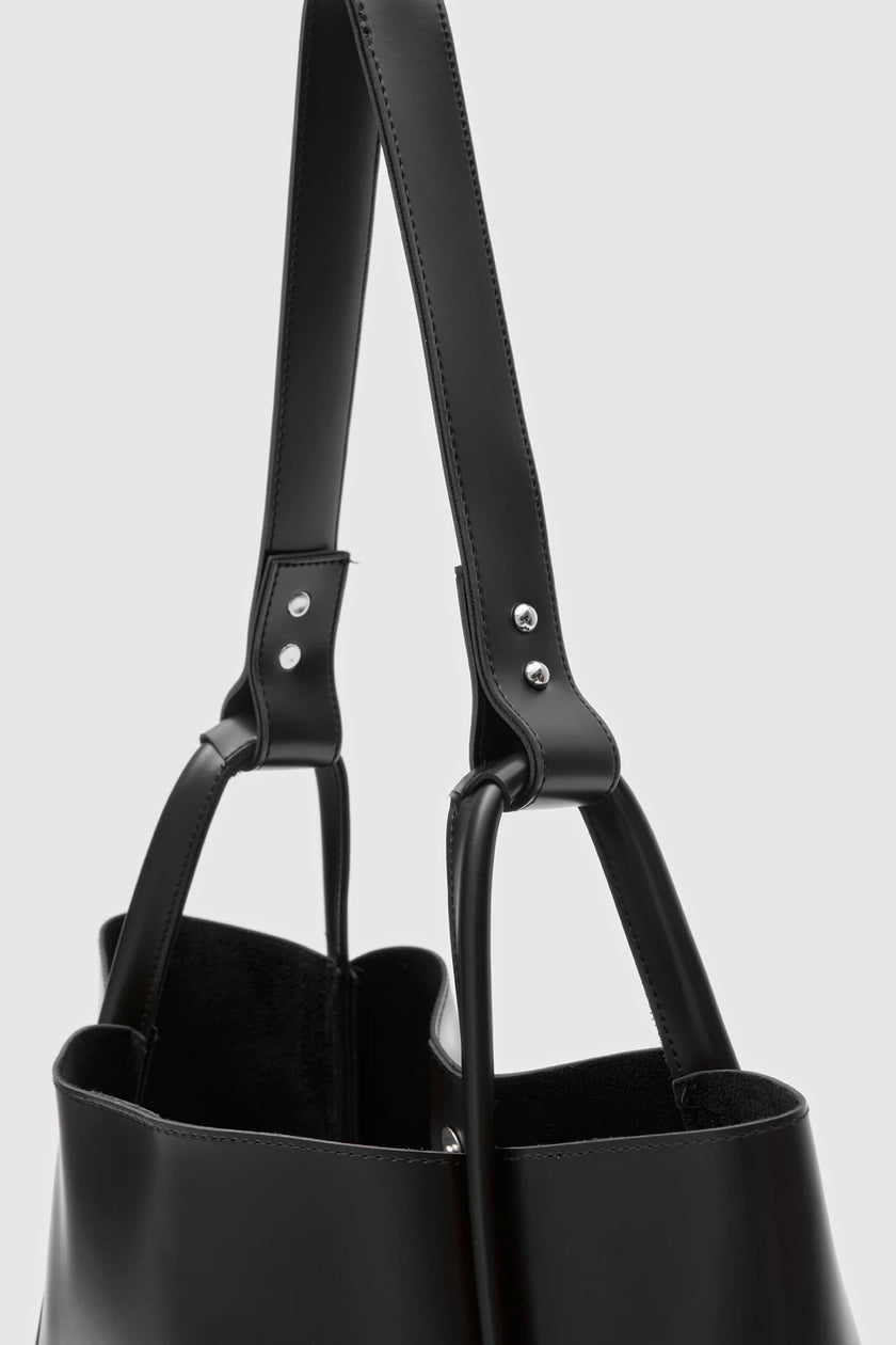 Estiva Suni Deri El ve Omuz Çantası Siyah