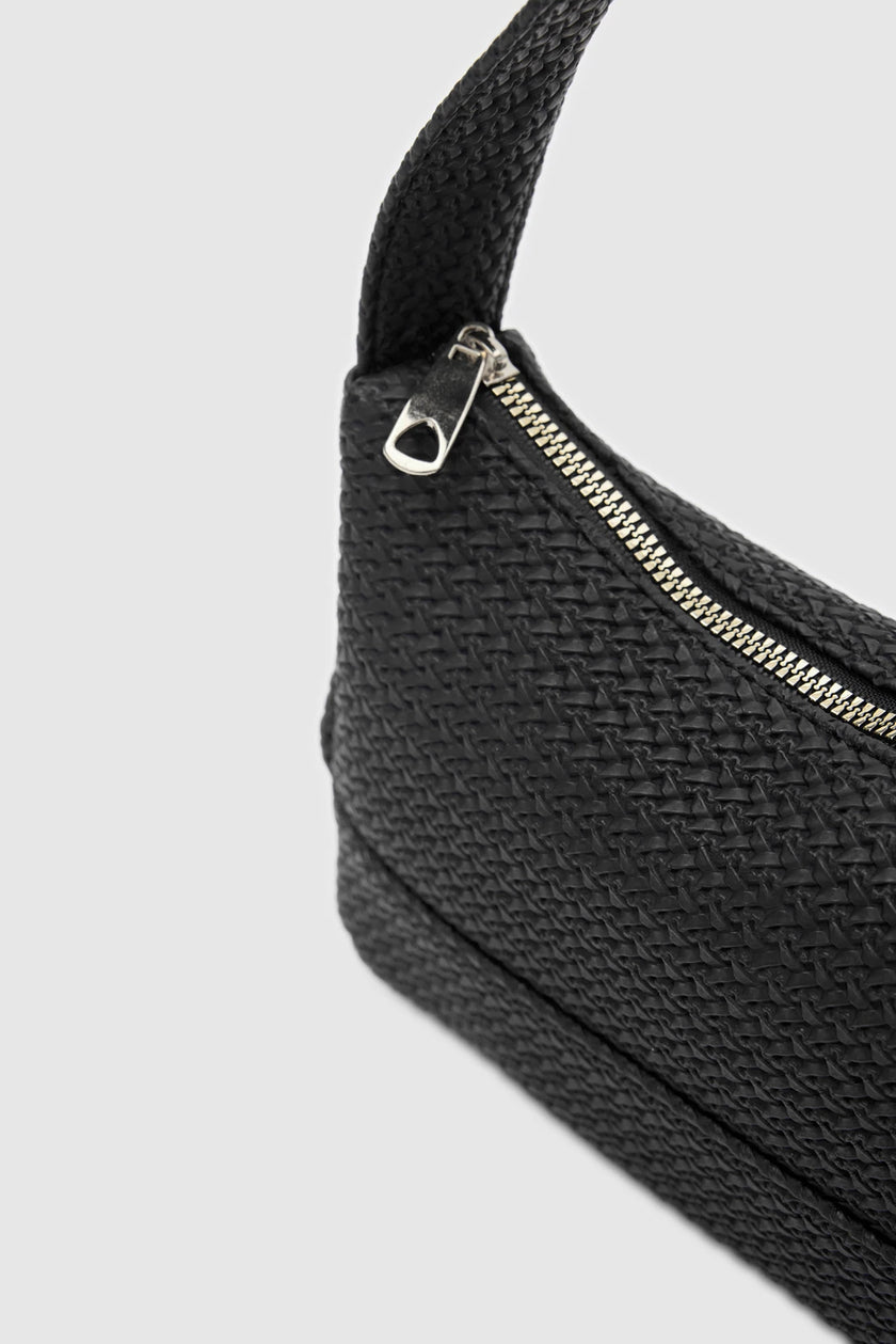 Linea Hasır Görünümlü Baget Çanta Siyah