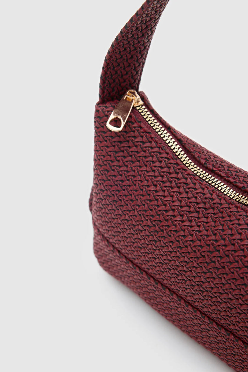 Linea Hasır Görünümlü Baget Çanta Bordo