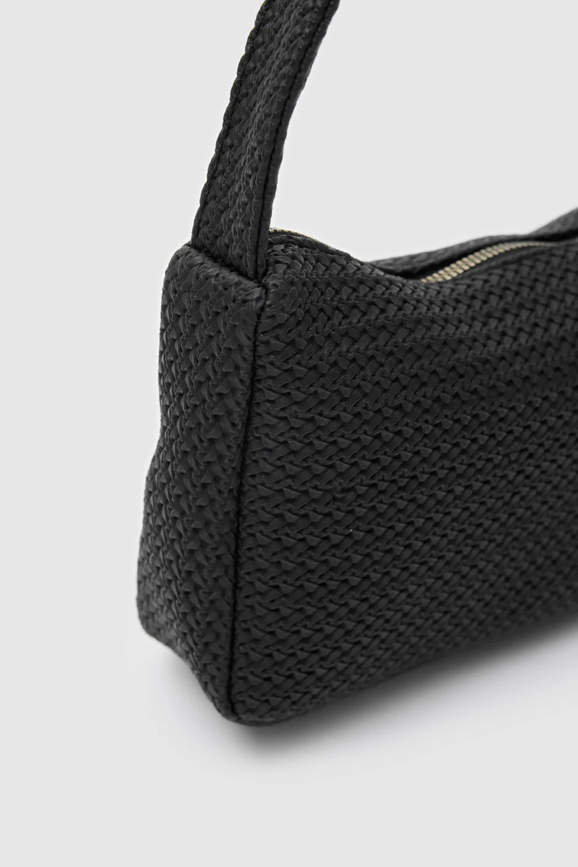 Linea Hasır Görünümlü Baget Çanta Siyah
