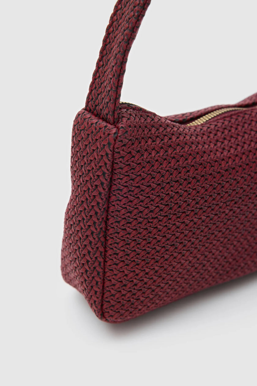 Linea Hasır Görünümlü Baget Çanta Bordo