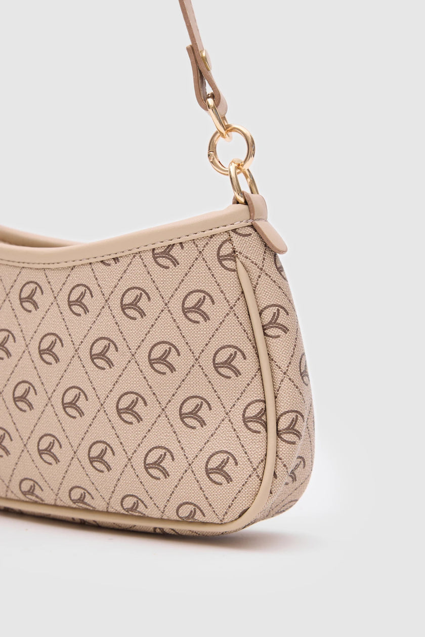 Panna Monogrom Baget Çanta Vizon