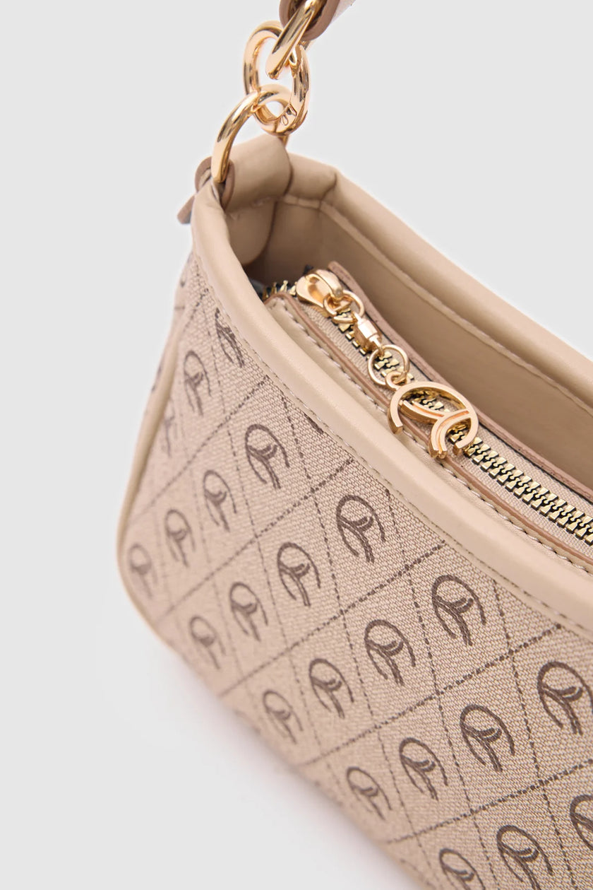 Panna Monogrom Baget Çanta Vizon