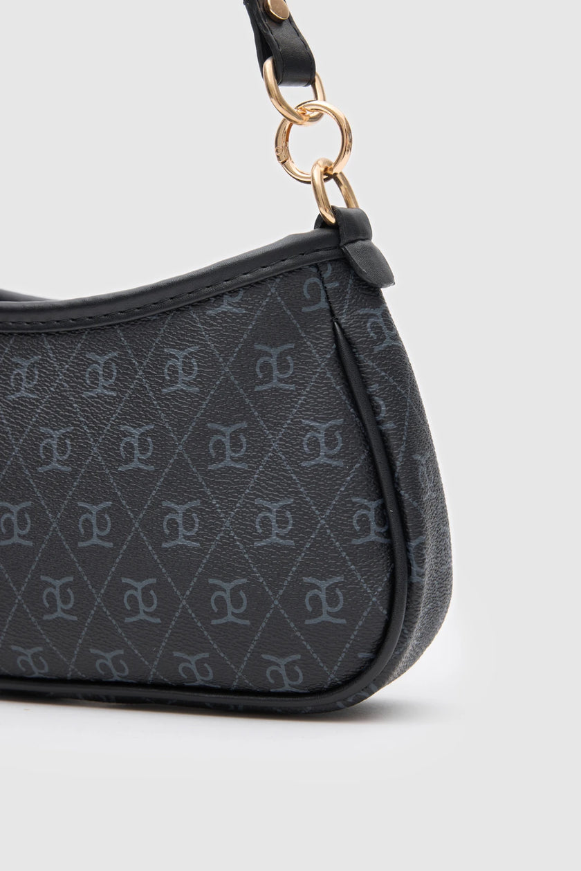 Panna Monogrom Baget Çanta Siyah