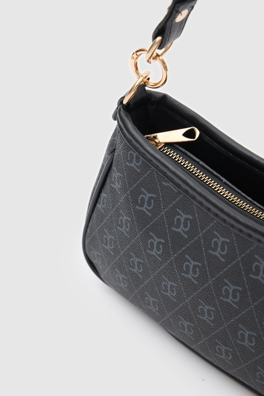 Panna Monogrom Baget Çanta Siyah