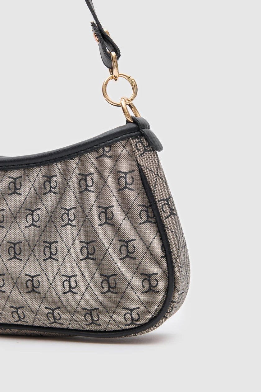 Panna Monogrom Baget Çanta Gri