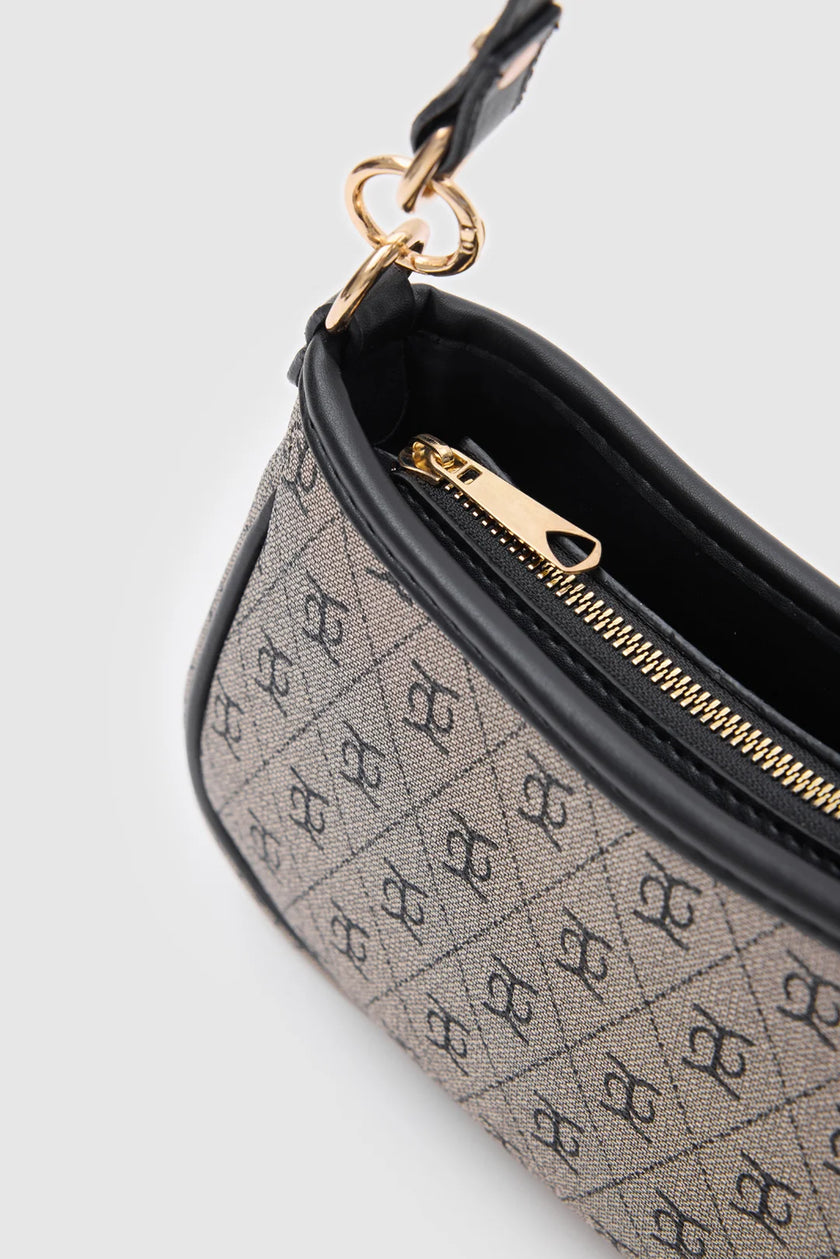Panna Monogrom Baget Çanta Gri